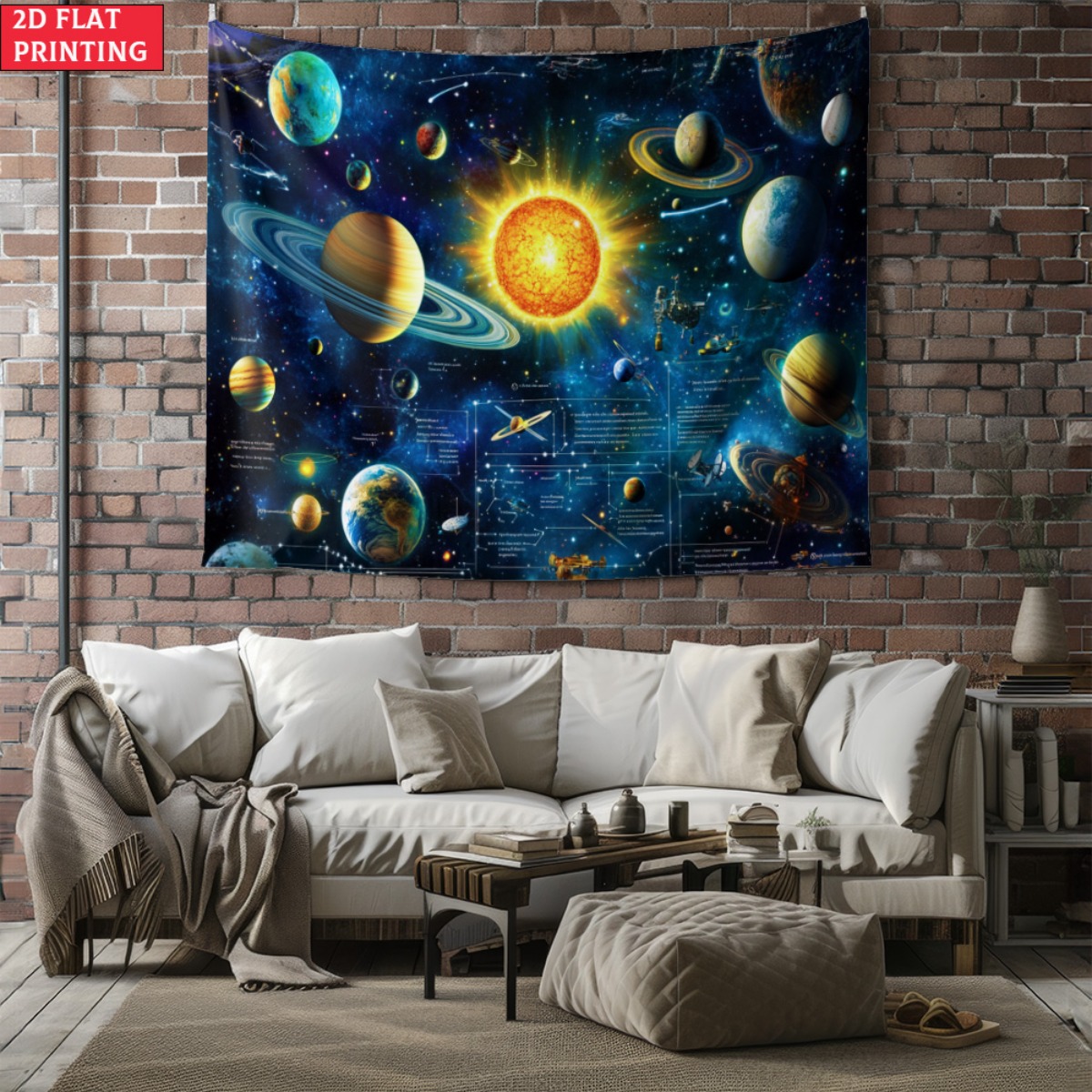 Kids Educational Posters - unframed Solar system planet tapestry space