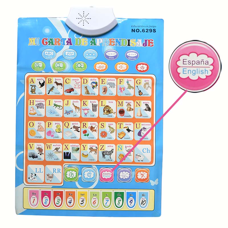 Kids Educational Computer - Spanish English Language Phonic Chart Children's
