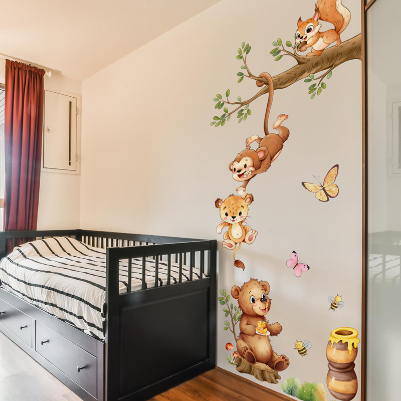 Animal Branches Cute Monkey Bu - Kids Educational Posters recension och pris