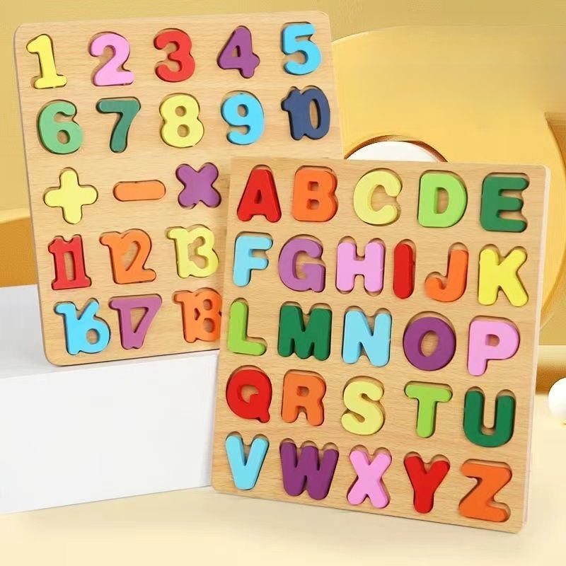 Wooden Alphabet Puzzle Board N - Kids Education Alphabet Numbers recension och pris
