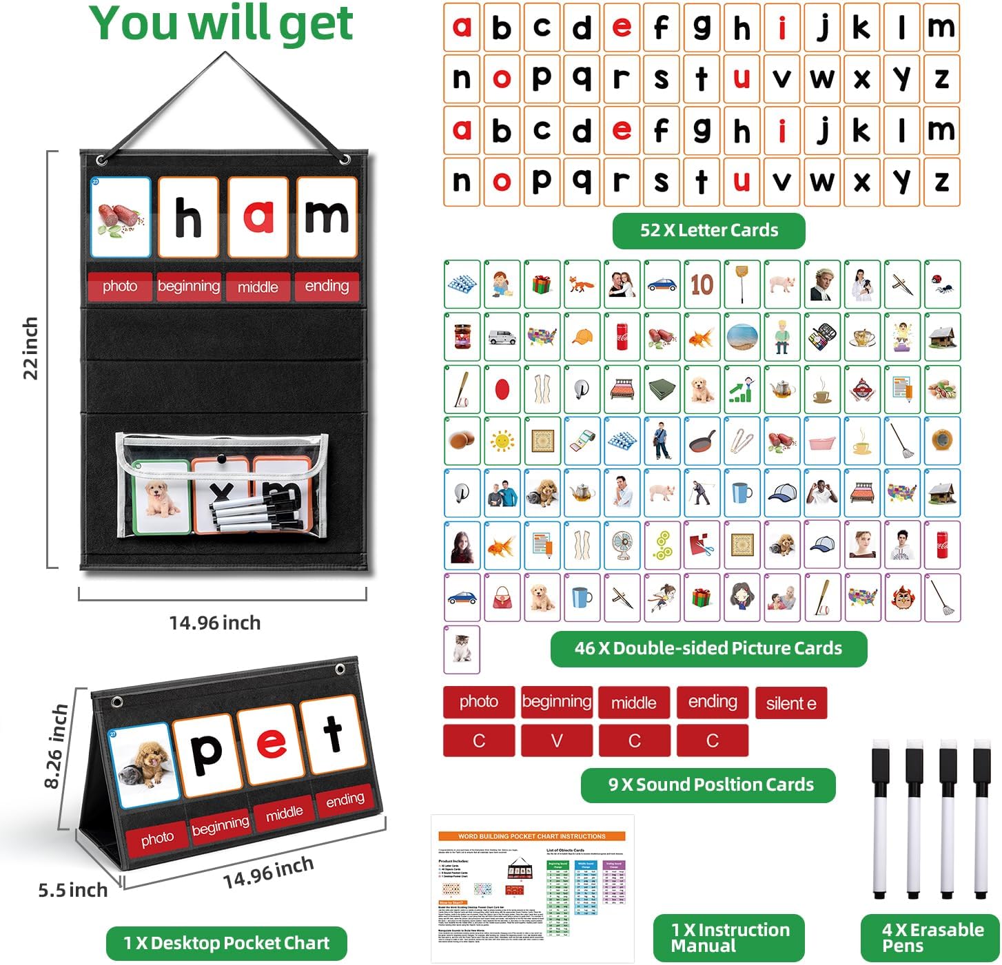 CVC Word Building Pocket Chart - Phonics Card Game recension och pris