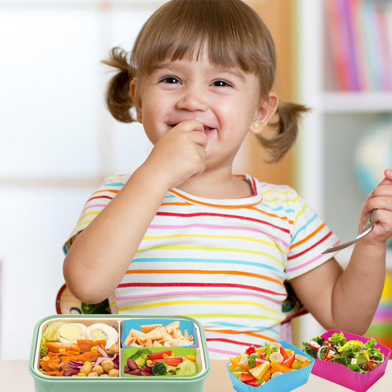 8PCS Silicone Lunch Box Divide - Kids Education School recension och pris
